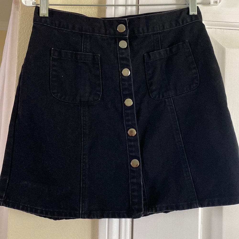 Urban Outfitters BDG Denim Black Button Mini Skirt
